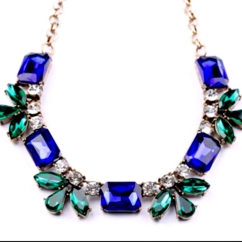 Blue and Green Jewels Statement Necklace